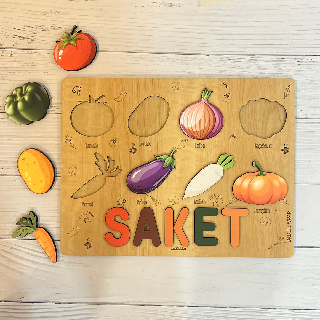 Personalised Wooden Name Puzzle - Vegetables