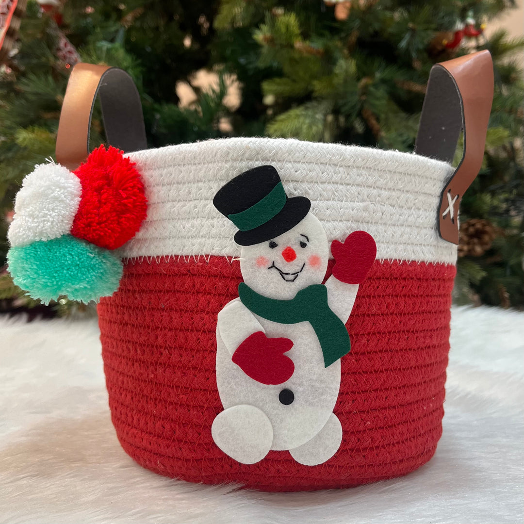 Babble Wrap Jute Cotton Storage Basket - Snowman's Magic