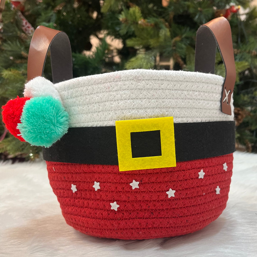 Babble Wrap Jute Cotton Storage Basket - Santa’s Classic Look