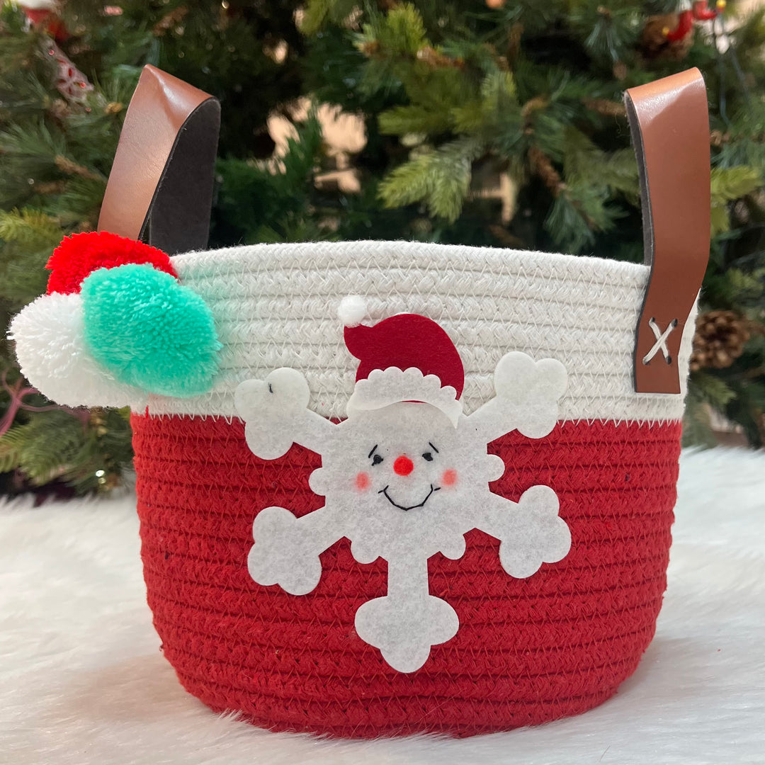 Babble Wrap Jute Cotton Storage Basket - Snowflake Swirl