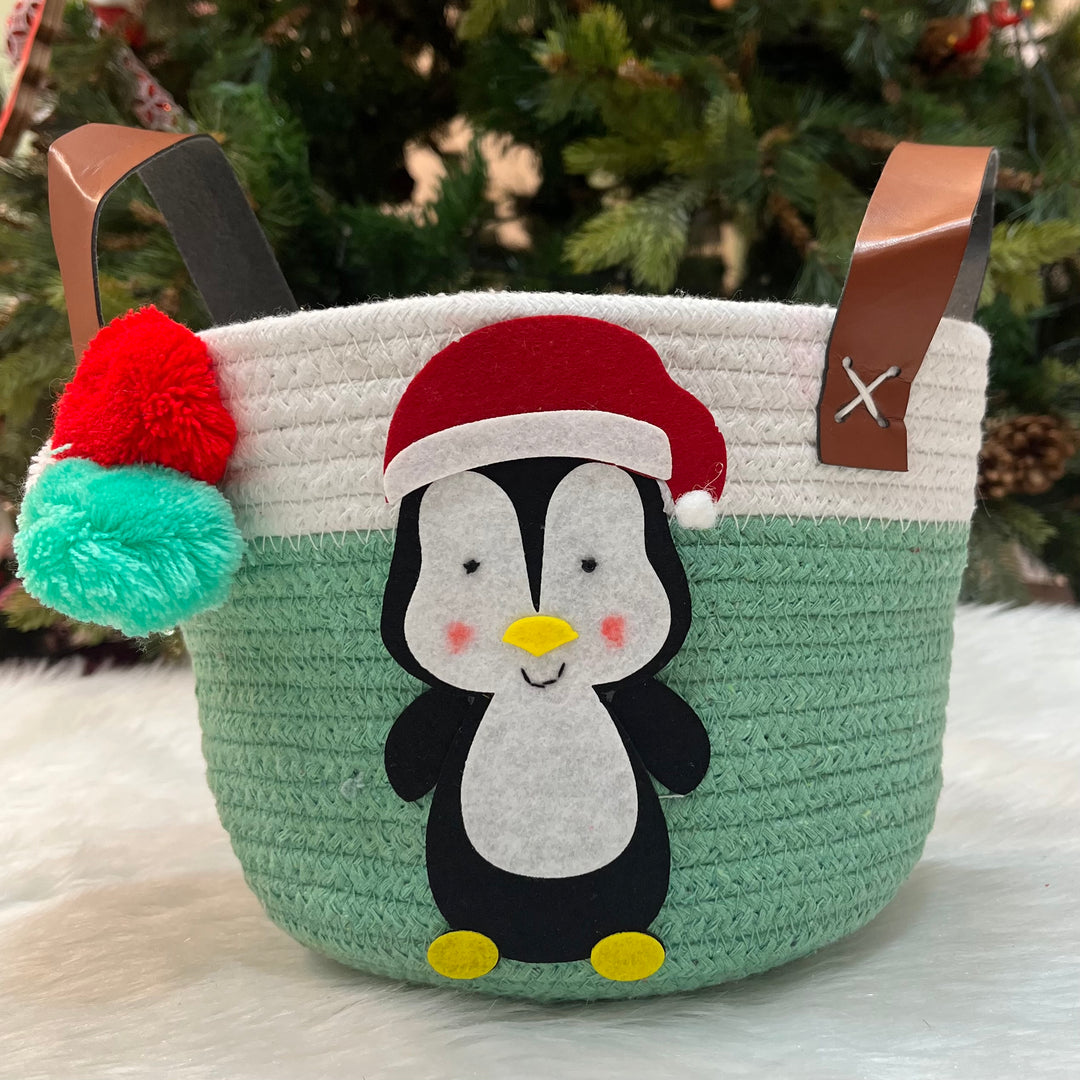 Babble Wrap Jute Cotton Storage Basket - Little Penguin