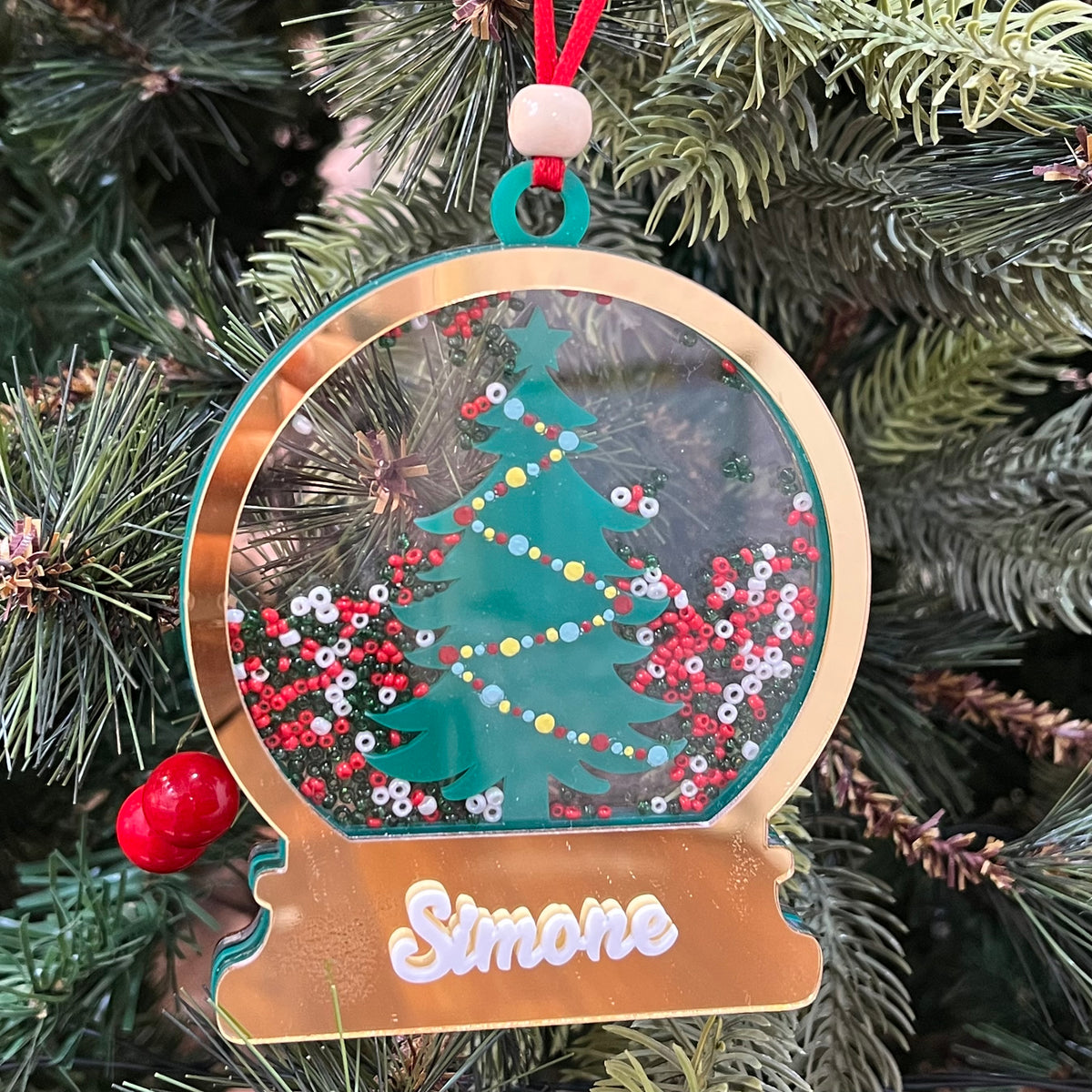Babble Wrap Gold Shaker Ornament- Christmas Tree