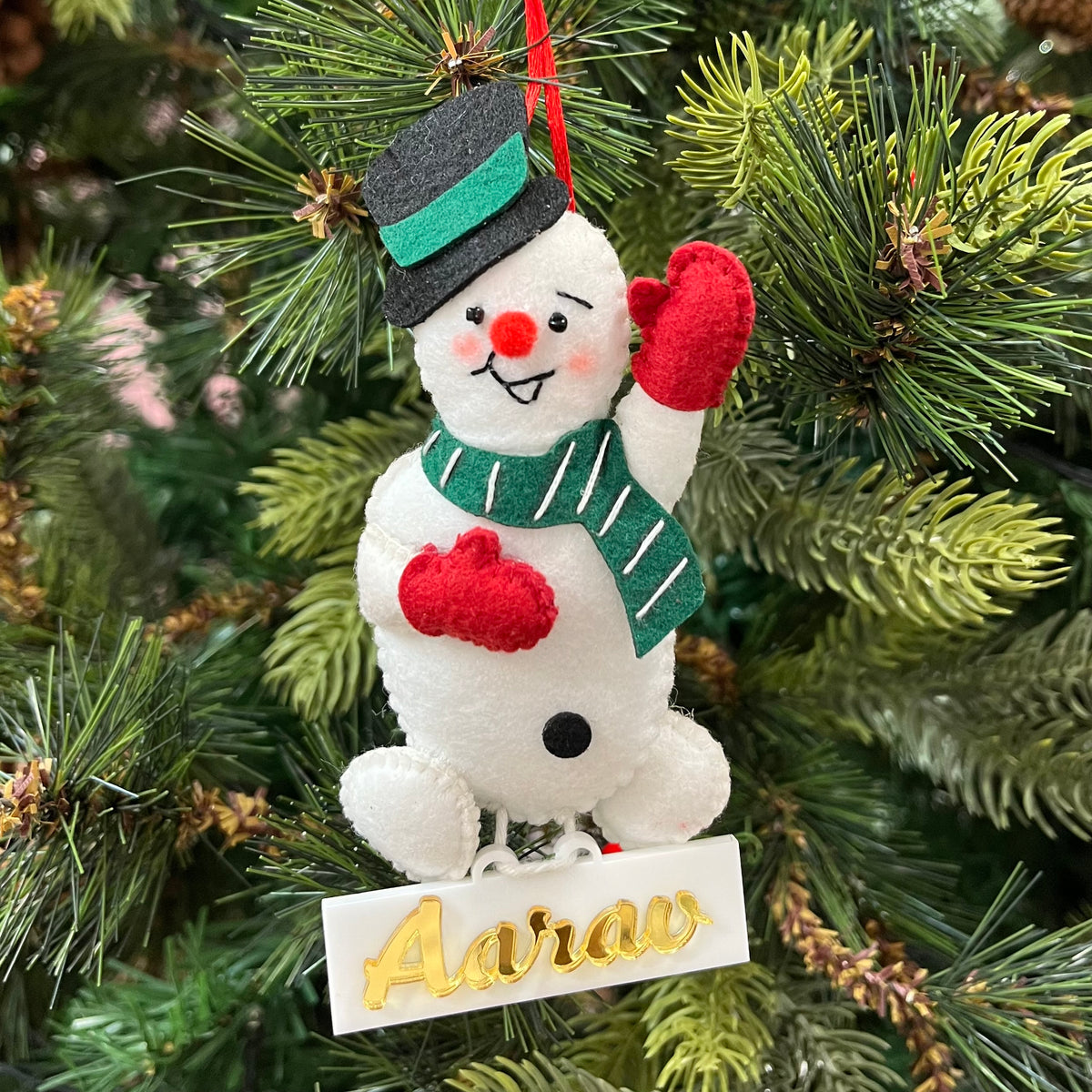 Babble Wrap Happy Snowman Felt Ornament
