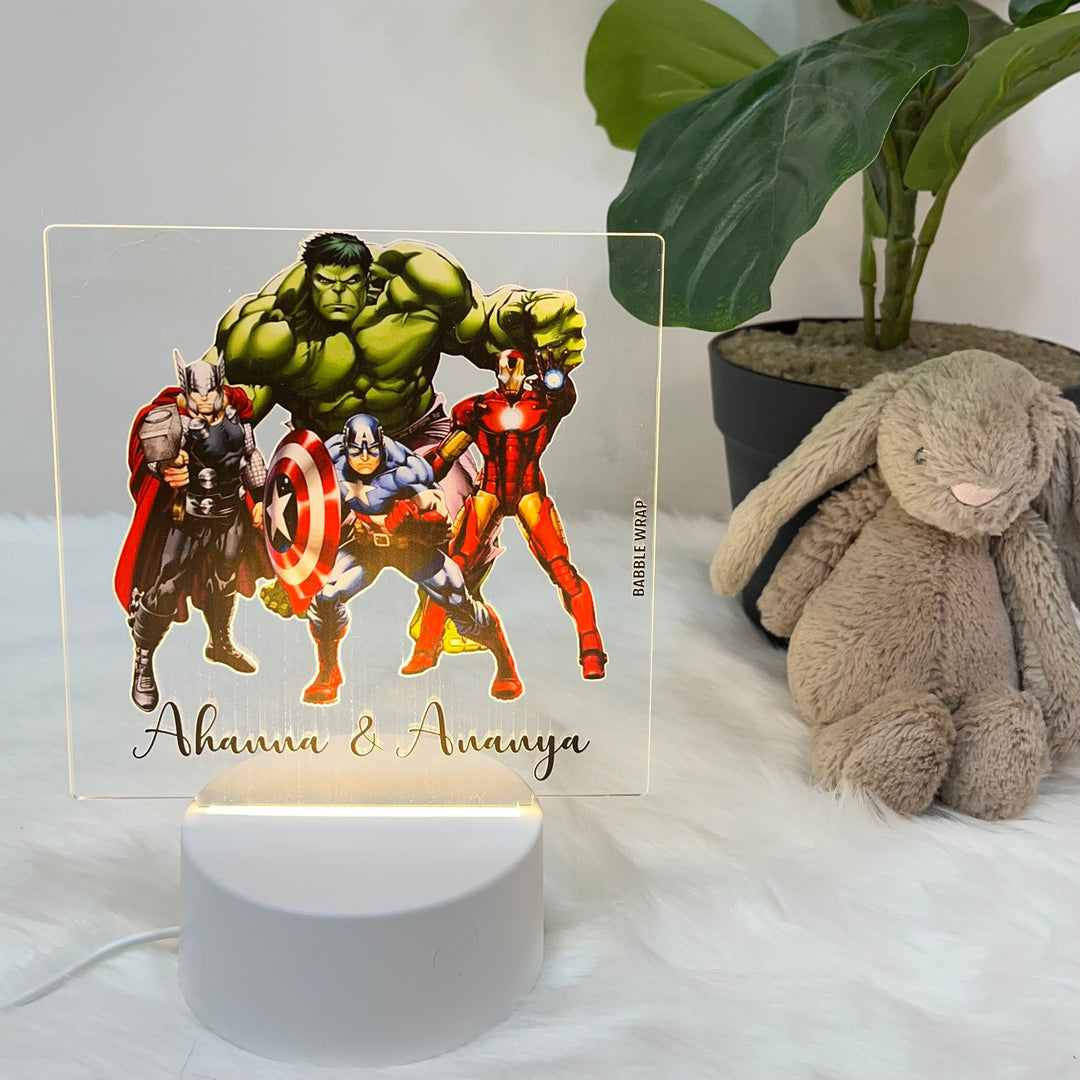 Babble Wrap Acrylic Night Lamp - Superhero Dynasty