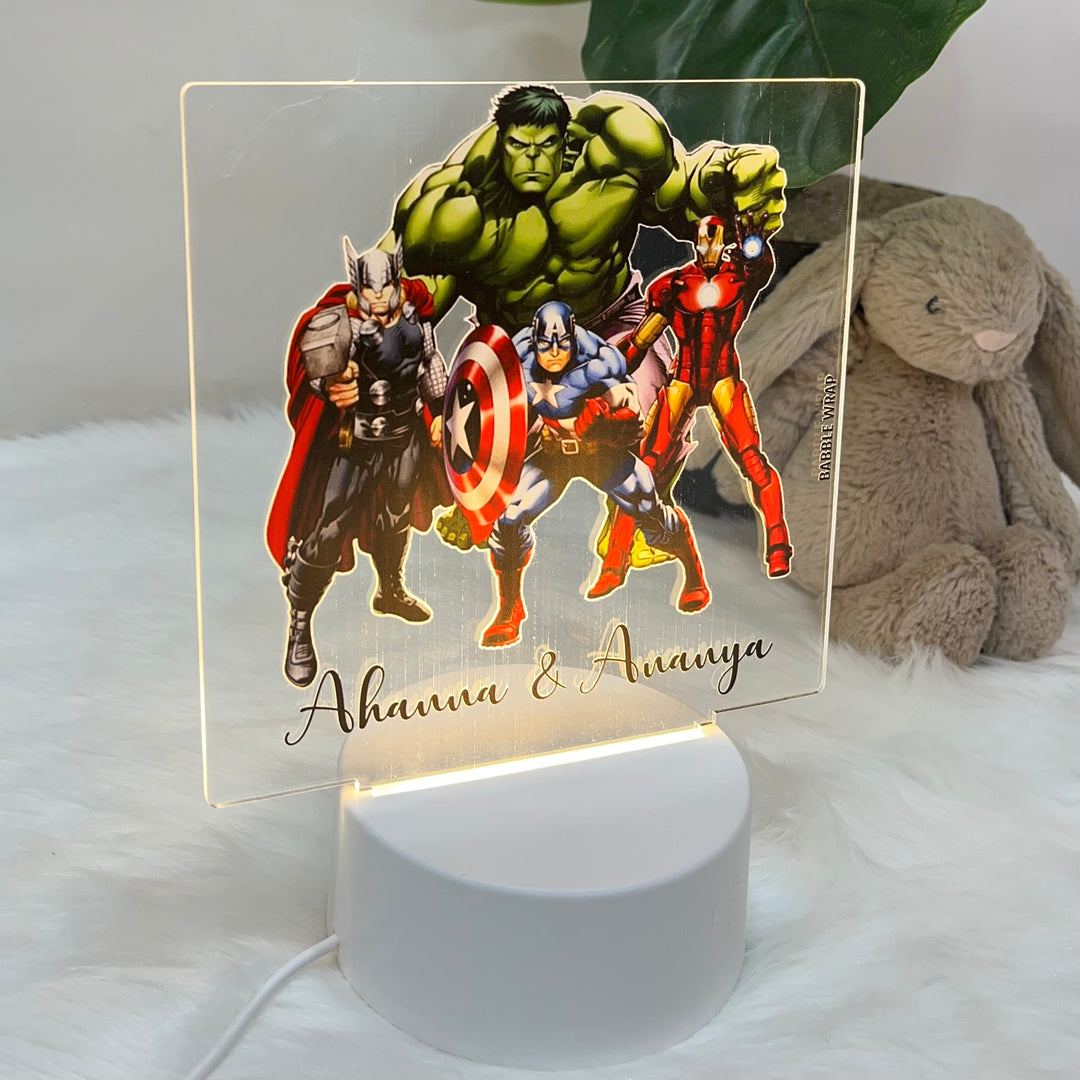 Babble Wrap Acrylic Night Lamp - Superhero Dynasty