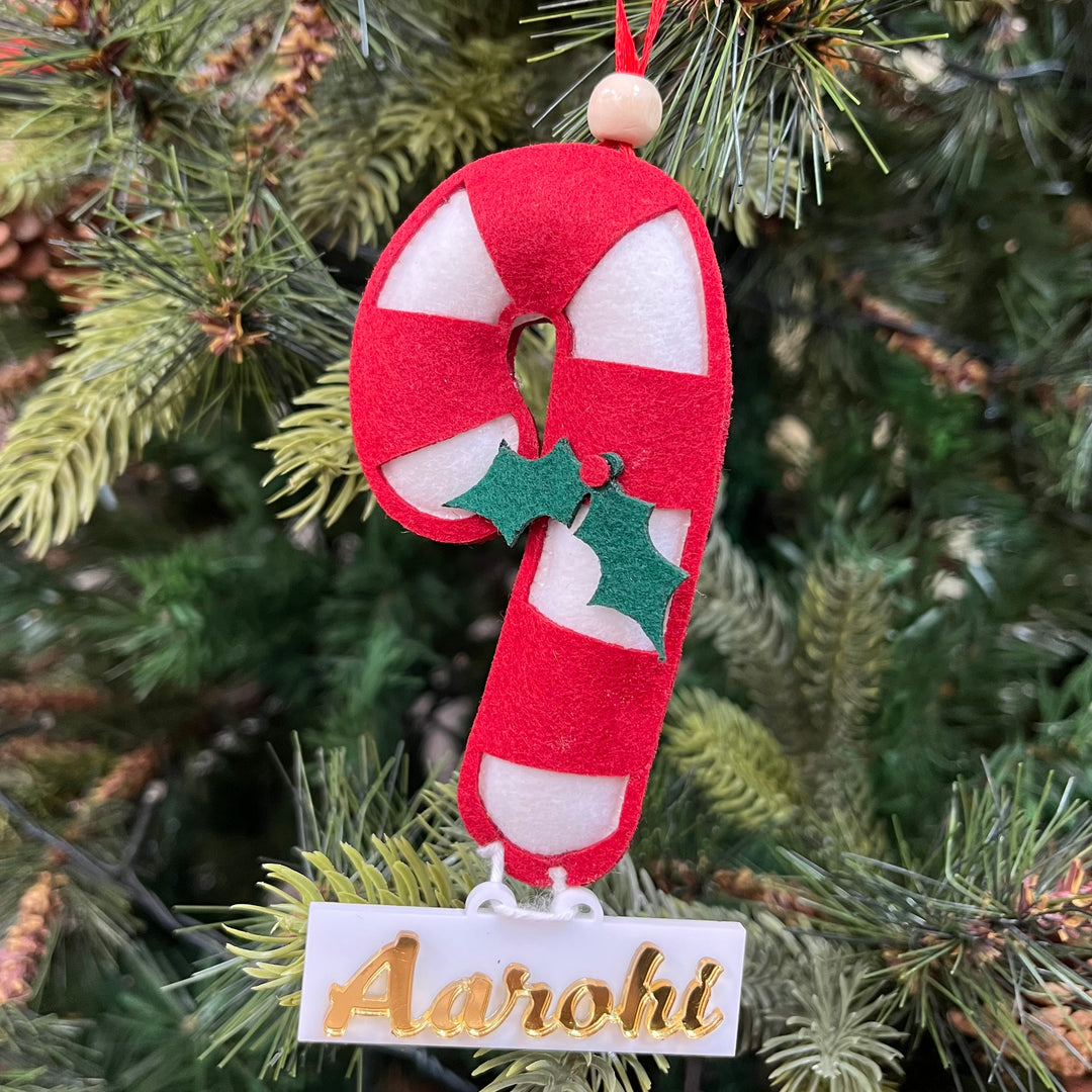 Babble Wrap Candy Cane Felt Ornament