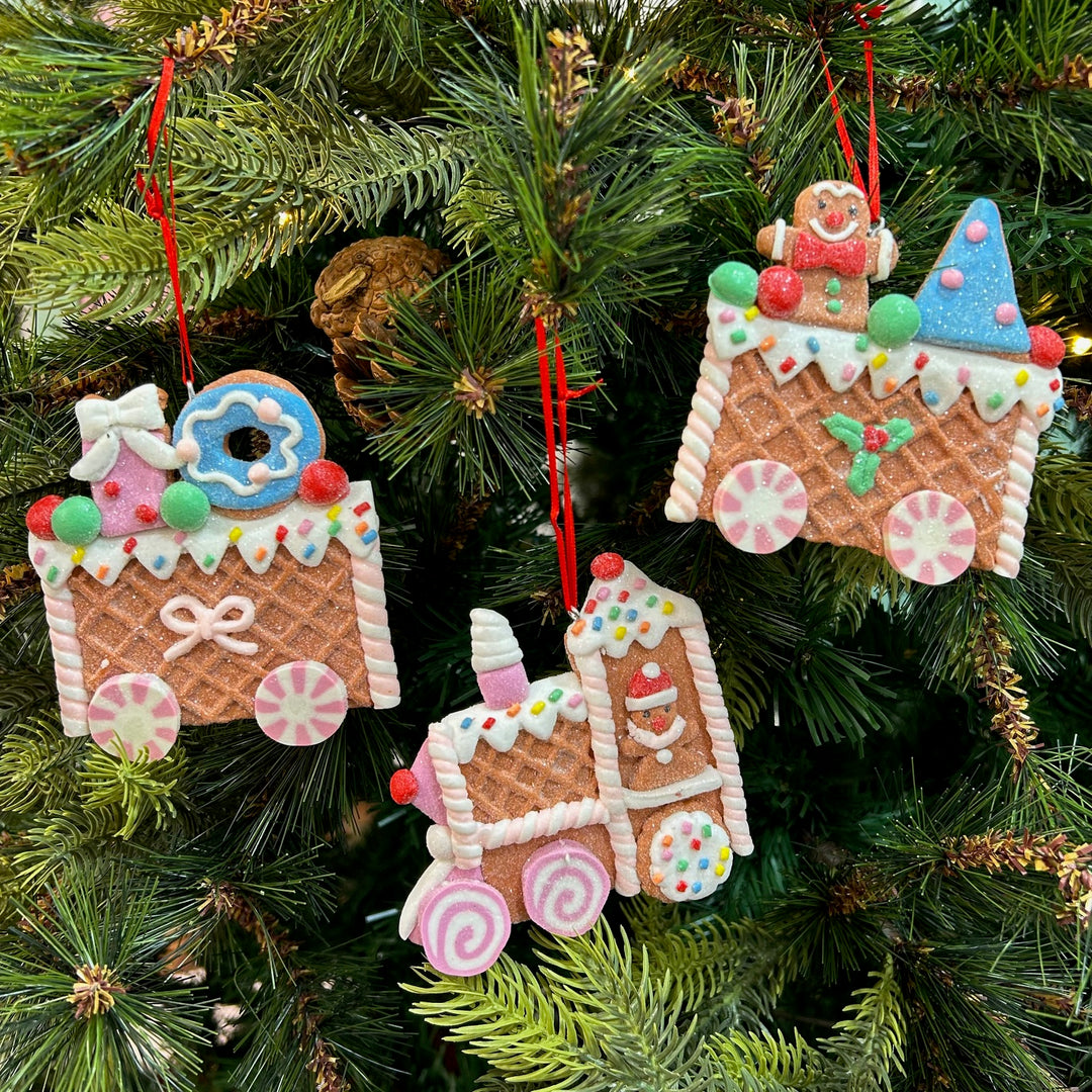 Babble Wrap Gingerbread Train Adventure Ornaments (Set of 3)