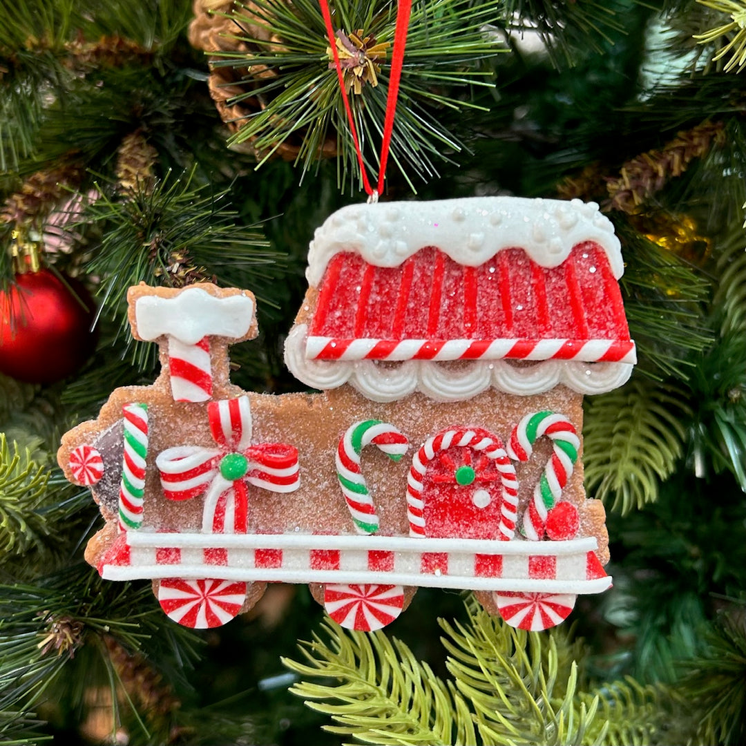 Babble Wrap Gingerbread Engine CandyLand Ornaments (Set of 2)