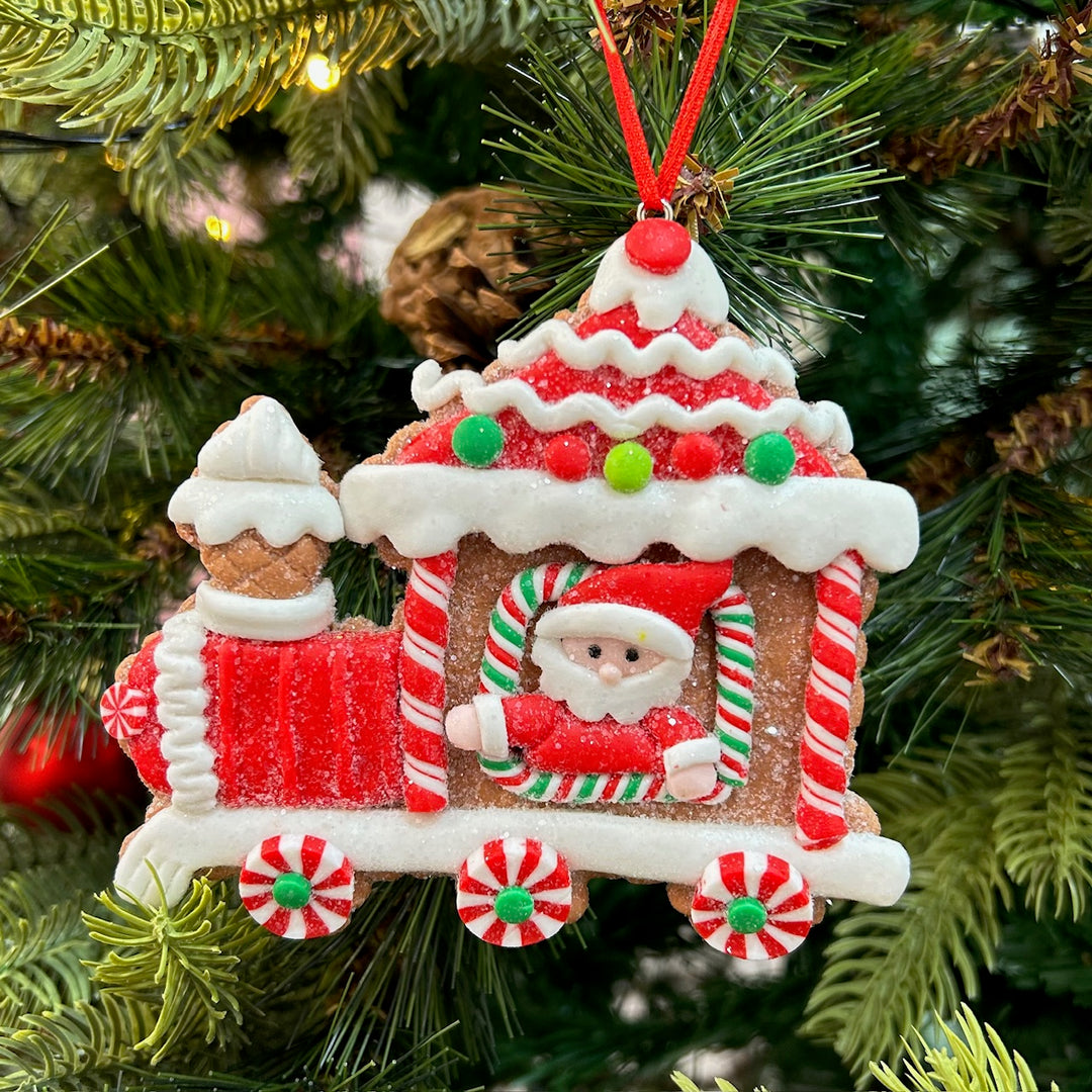 Babble Wrap Gingerbread Engine CandyLand Ornaments (Set of 2)