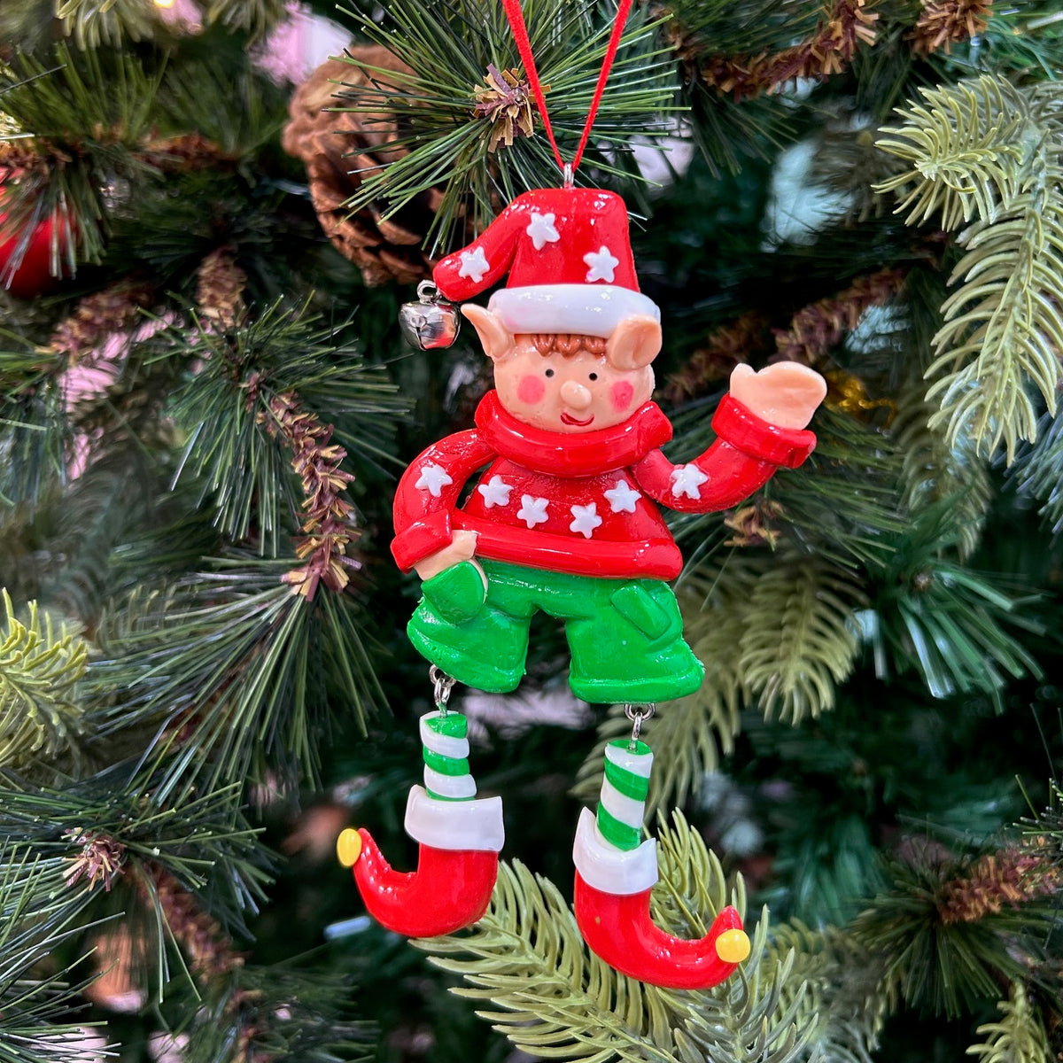 Babble Wrap Elves With Dangling Legs Ornament (Set of 2)