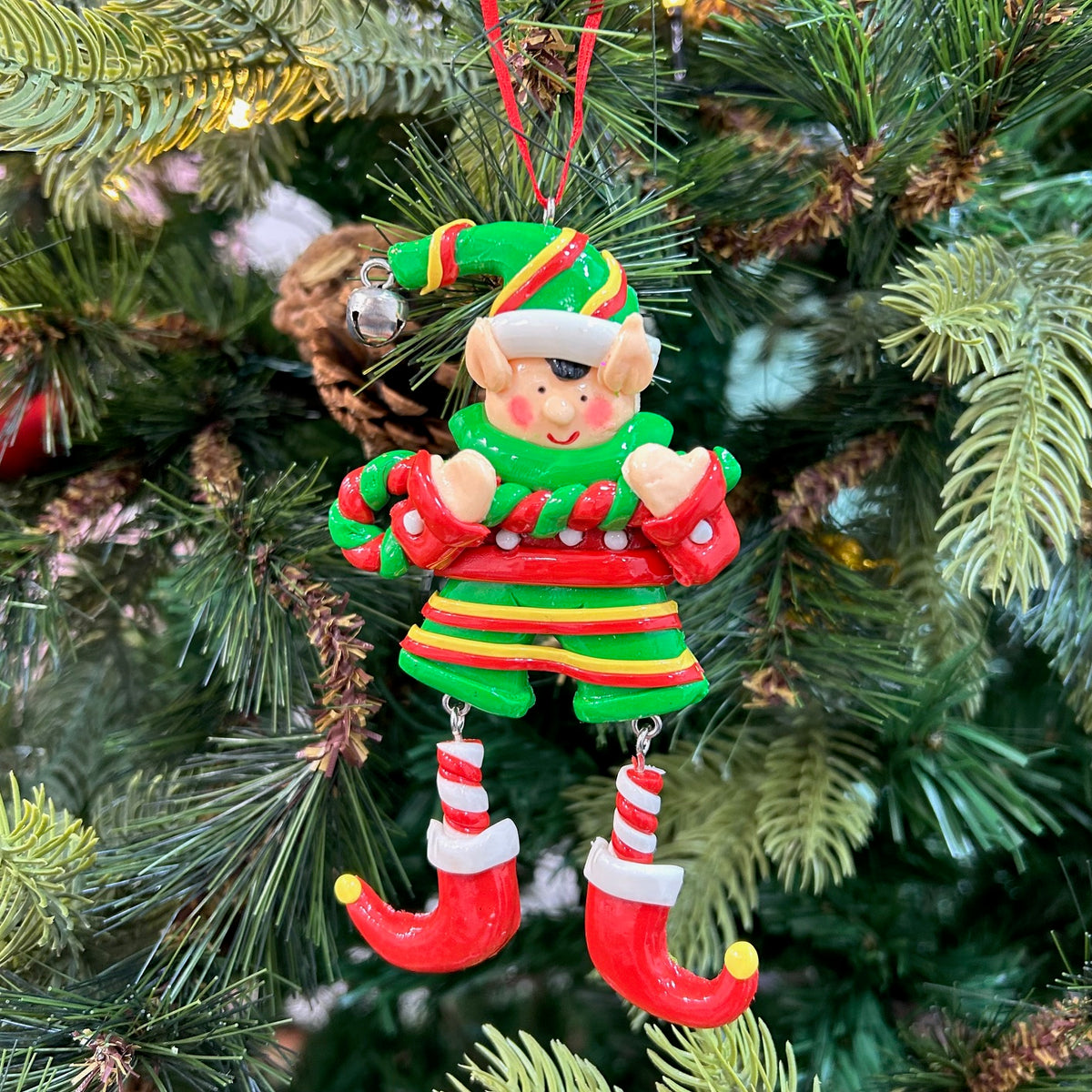 Babble Wrap Elves With Dangling Legs Ornament (Set of 2)