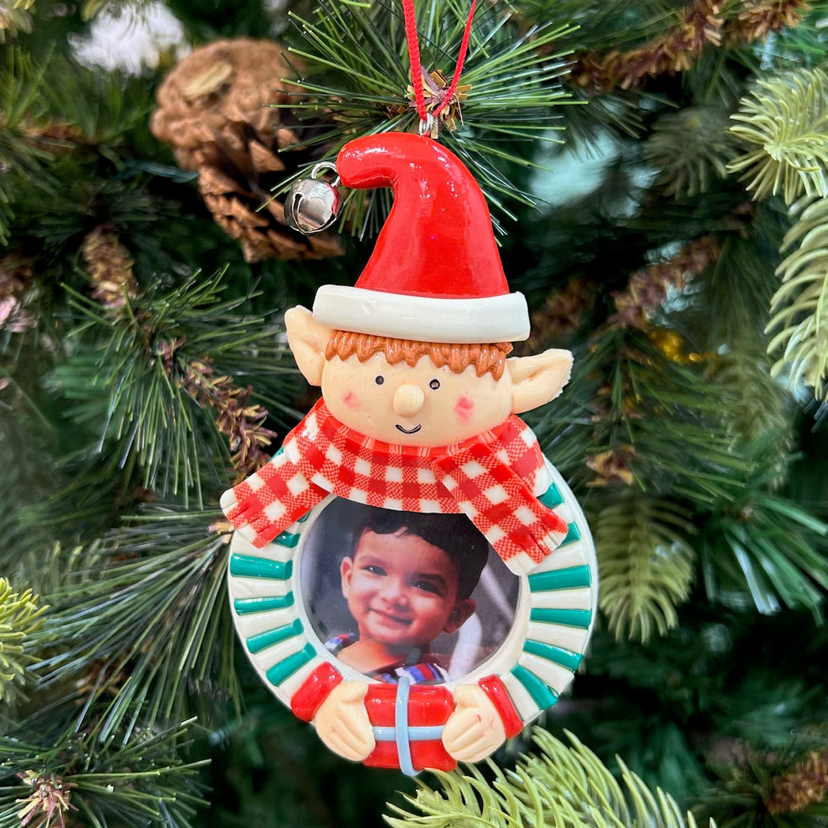 Babble Wrap Jolly Elf Photoframe Ornaments (Set of 2)