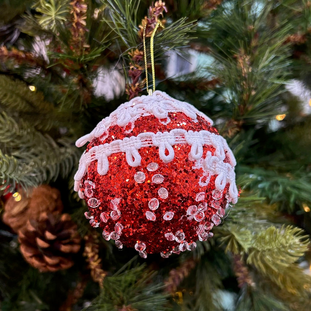 Babble Wrap 9PCs Shimmer / Embellished Baubles Set (Red-Gold-Red)