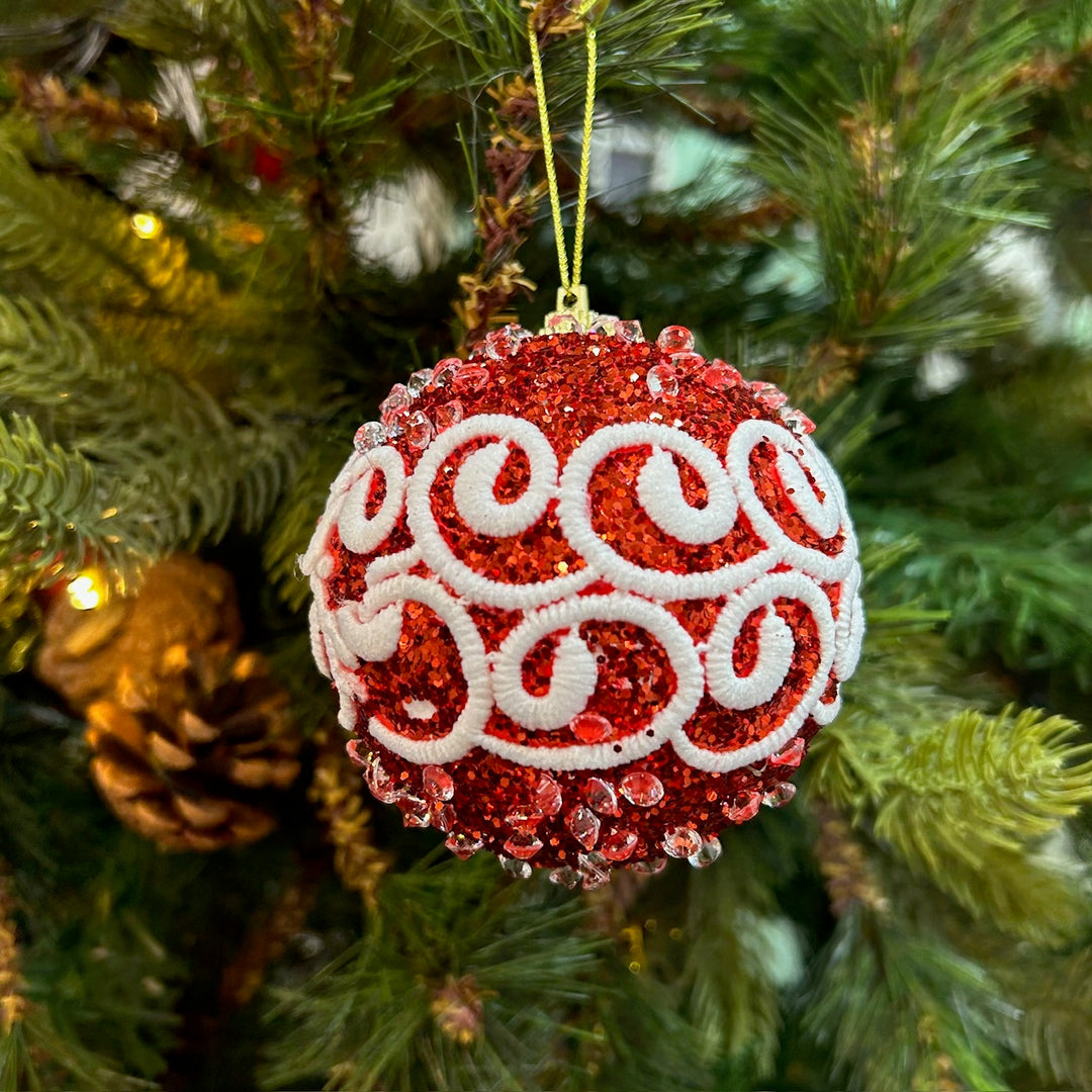 Babble Wrap 9PCs Shimmer / Embellished Baubles Set (Red-Gold-Red)