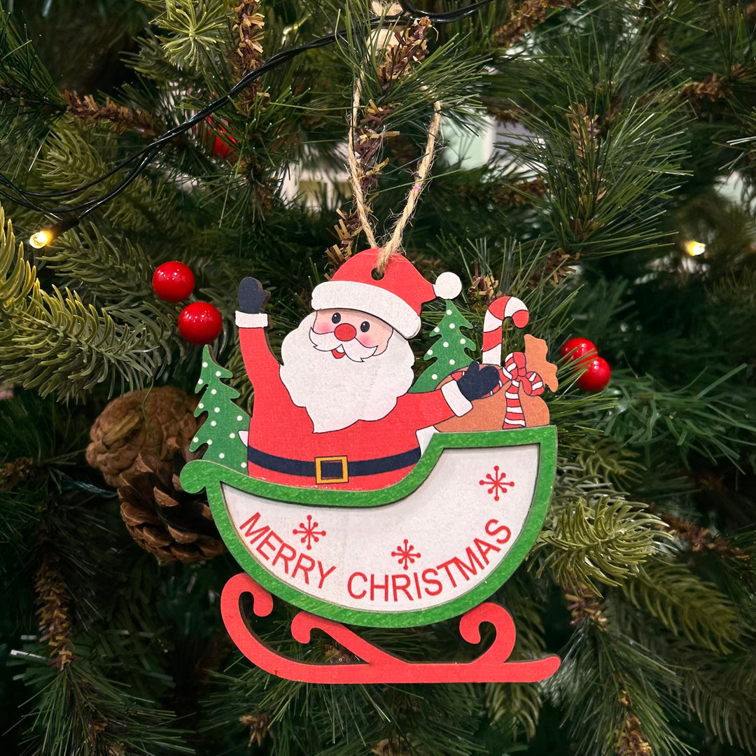 Babble Wrap Wooden Sleigh Ornaments (Set of 6)