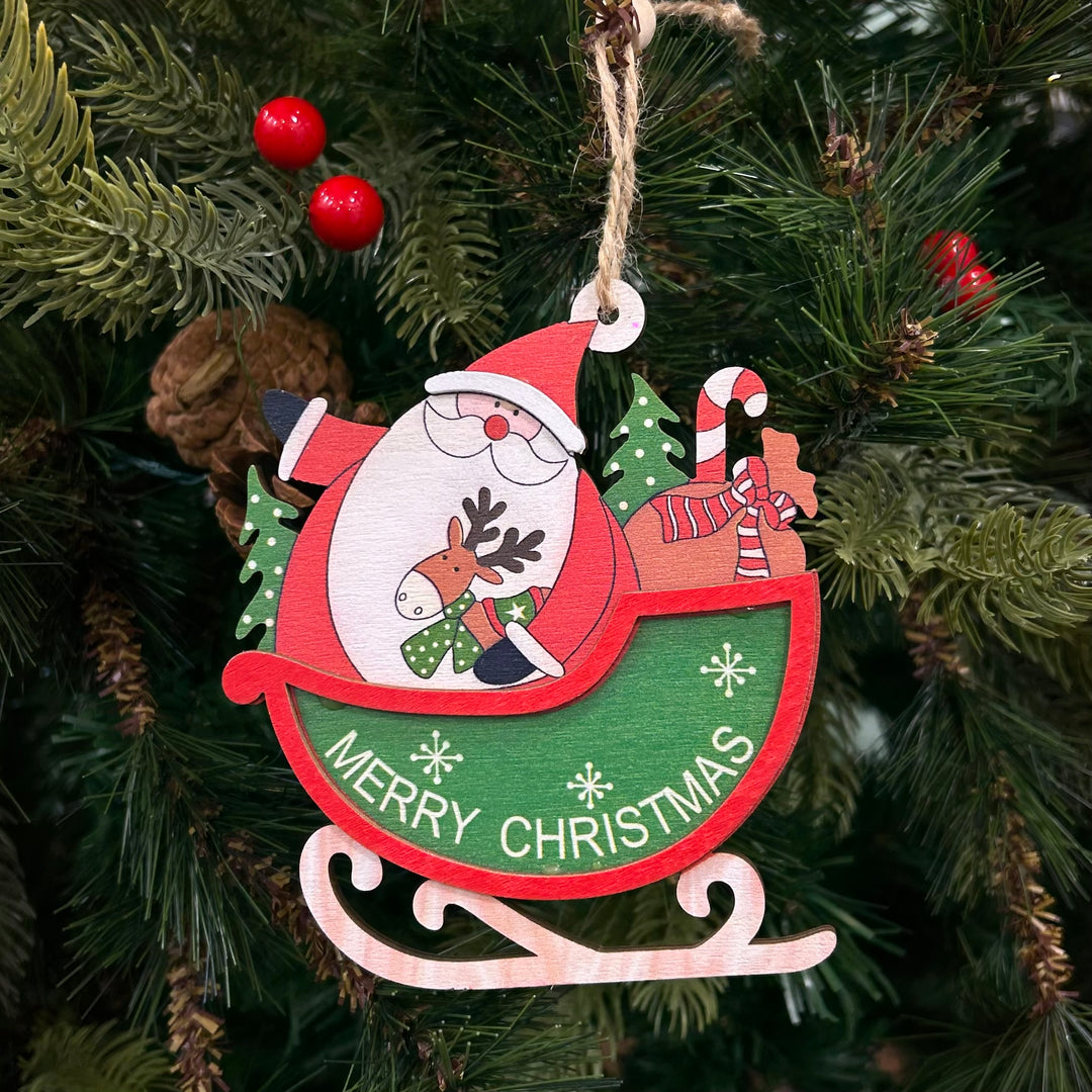 Babble Wrap Wooden Sleigh Ornaments (Set of 6)