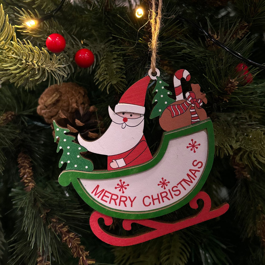 Babble Wrap Wooden Sleigh Ornaments (Set of 6)