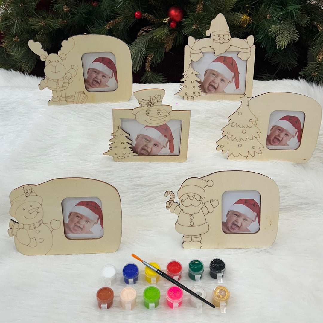 Babble Wrap Wooden DIY Photoframe With Paints (Set of 6)