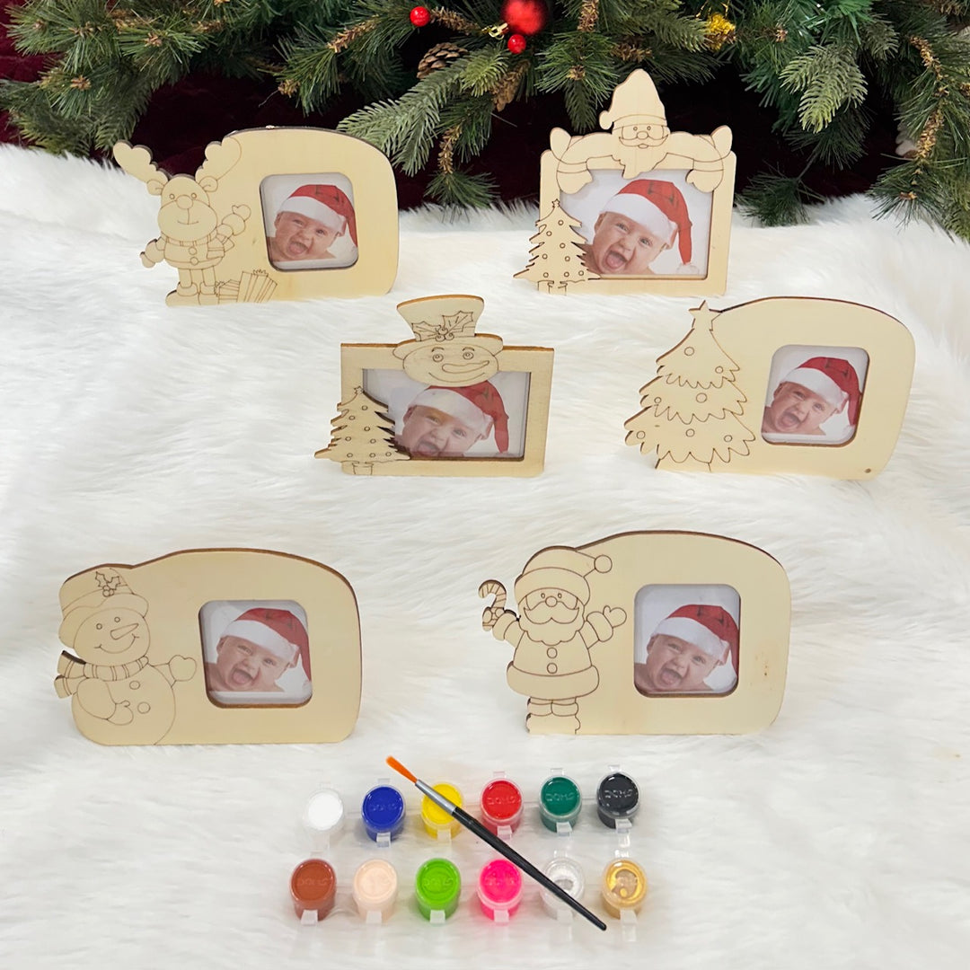 Babble Wrap Wooden DIY Photoframe With Paints (Set of 6)