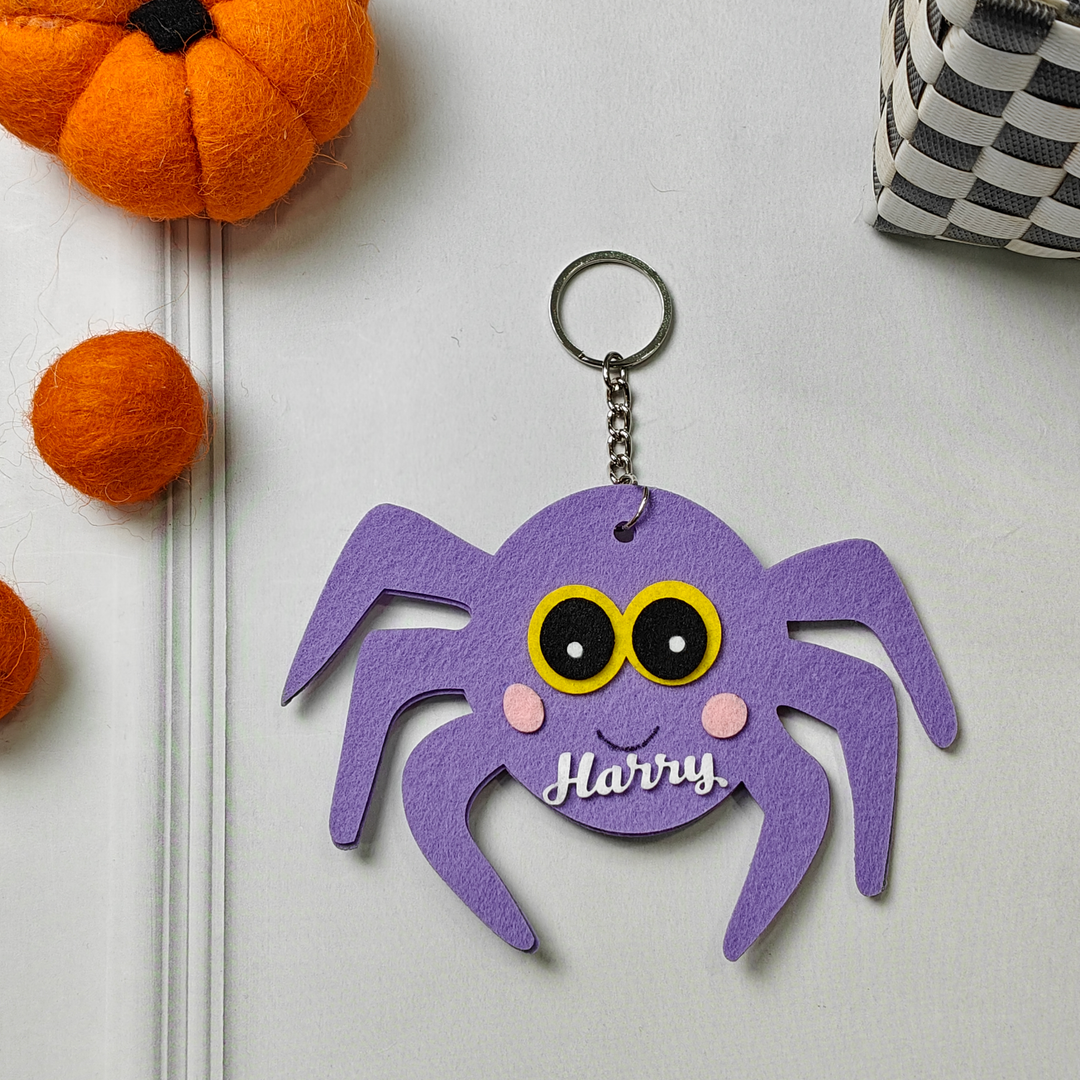 Personalized Halloween Keychain – Spooky Spider Buddy