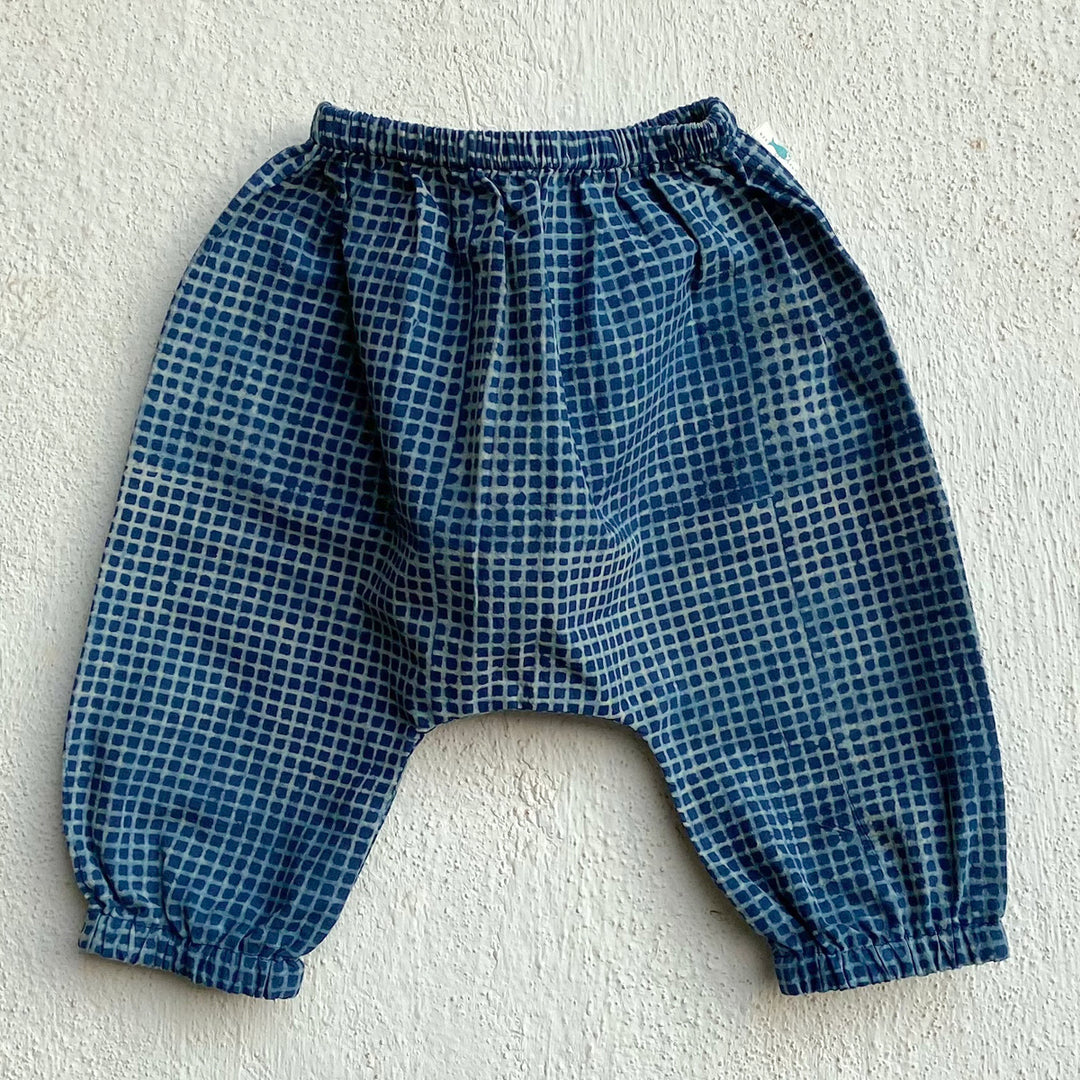 UNISEX ORGANIC INDIGO CHECK KURTA + MATCHING PANTS