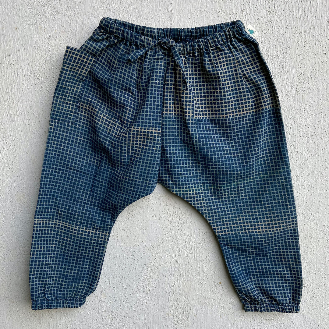 UNISEX ORGANIC INDIGO CHECK KURTA + MATCHING PANTS