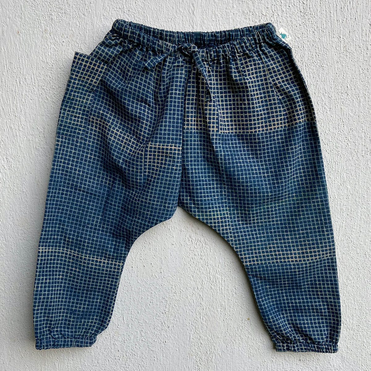 UNISEX ORGANIC INDIGO CHECK KURTA + MATCHING PANTS