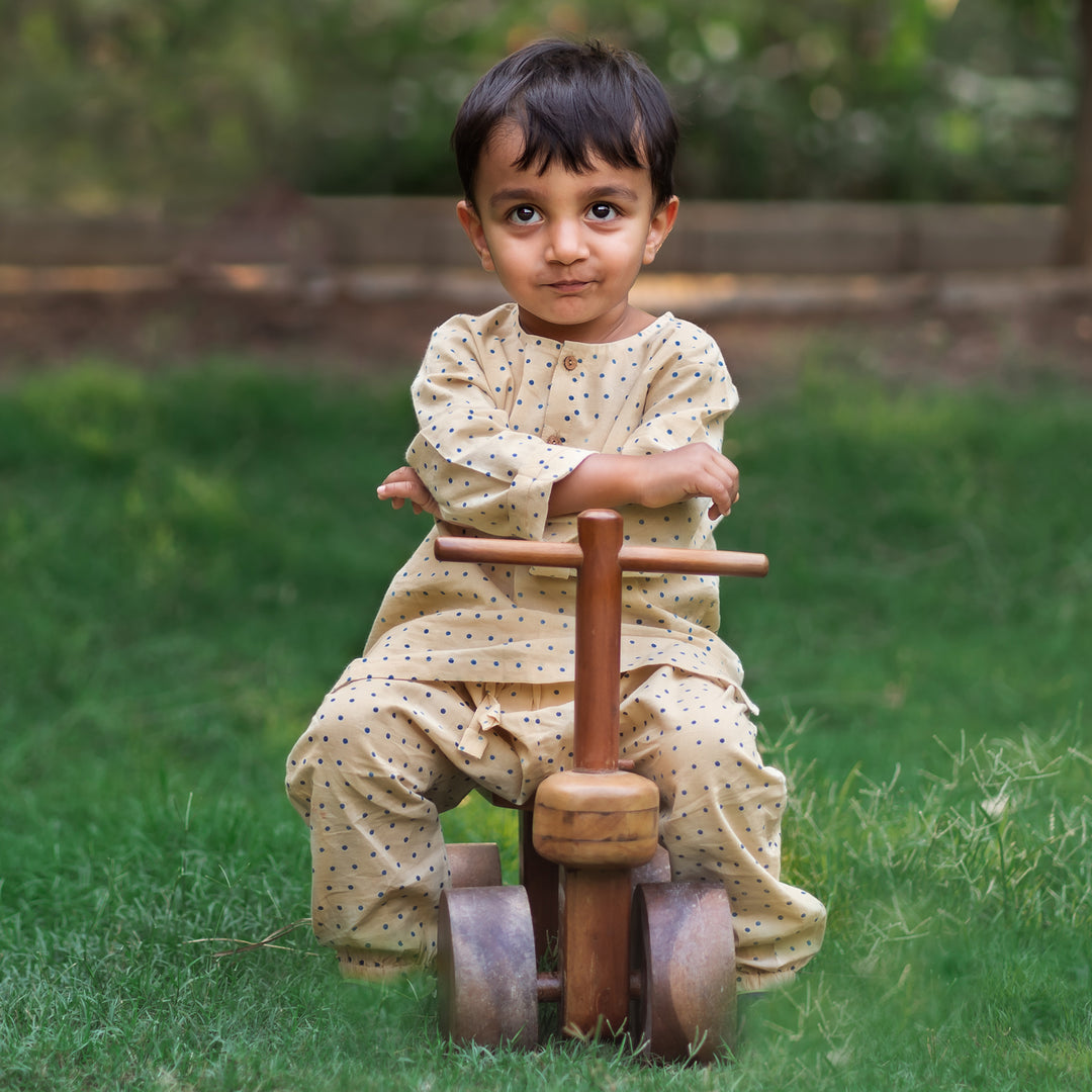 UNISEX ORGANIC INDIGO RAIDANA KURTA + MATCHING PANTS