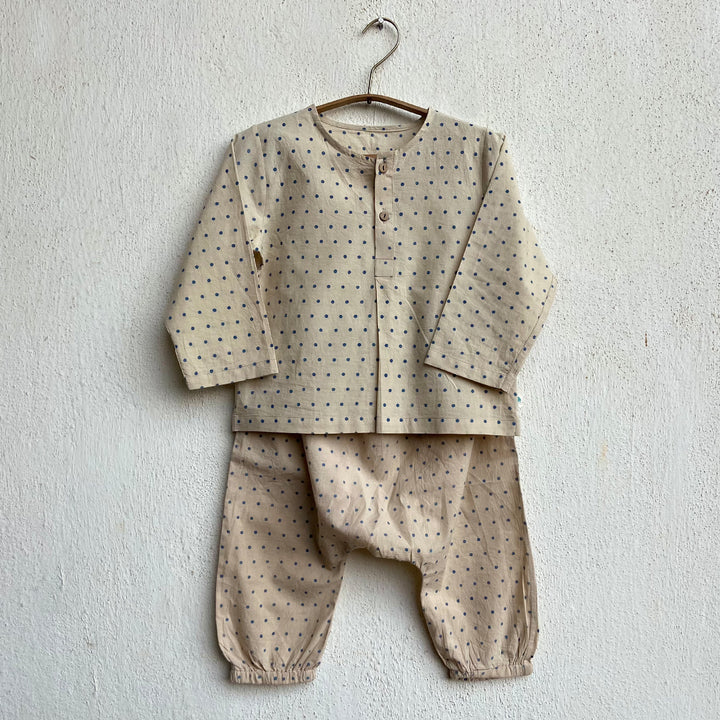 UNISEX ORGANIC INDIGO RAIDANA KURTA + MATCHING PANTS