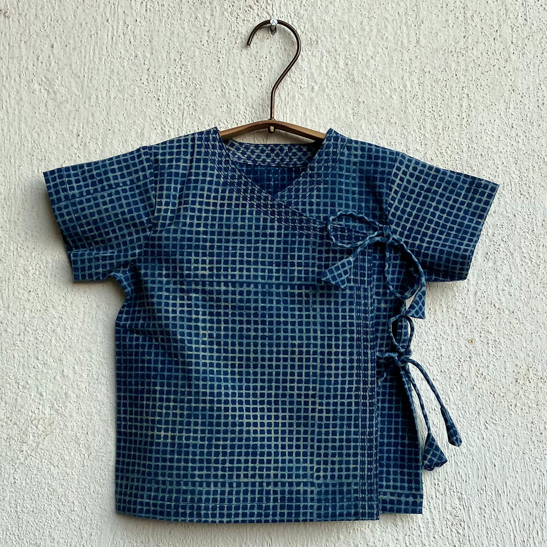 UNISEX ORGANIC INDIGO ZOO BAG - RAIDANA AND CHECK ANGARAKHA + PANTS