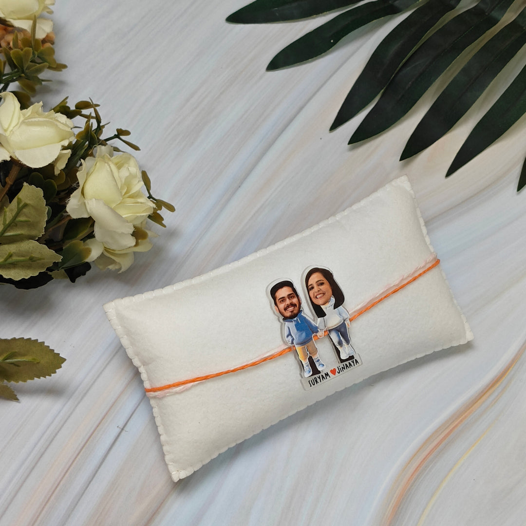 Babble Wrap Personalised Caricature Rakhi - Forever Together