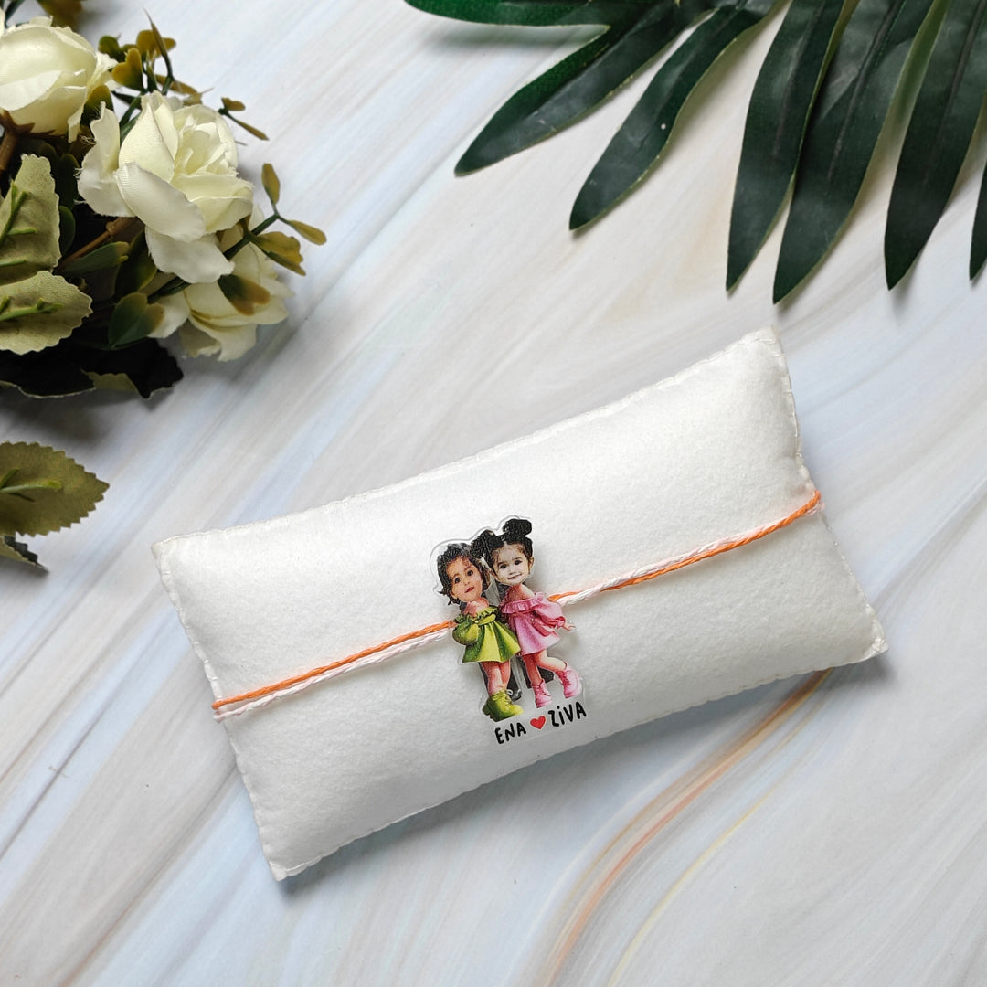 Babble Wrap Personalised Caricature Rakhi - Twin Legends