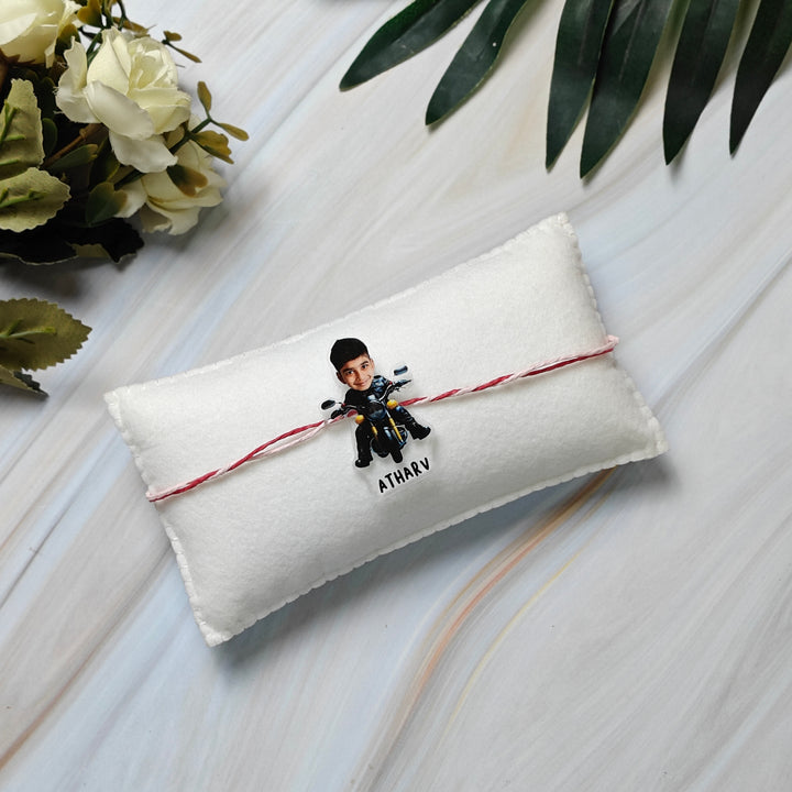 Babble Wrap Personalised Caricature Rakhi - Biker Bro