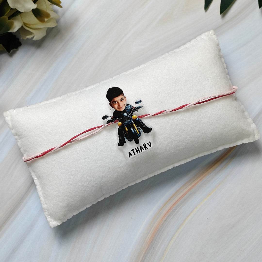 Babble Wrap Personalised Caricature Rakhi - Biker Bro