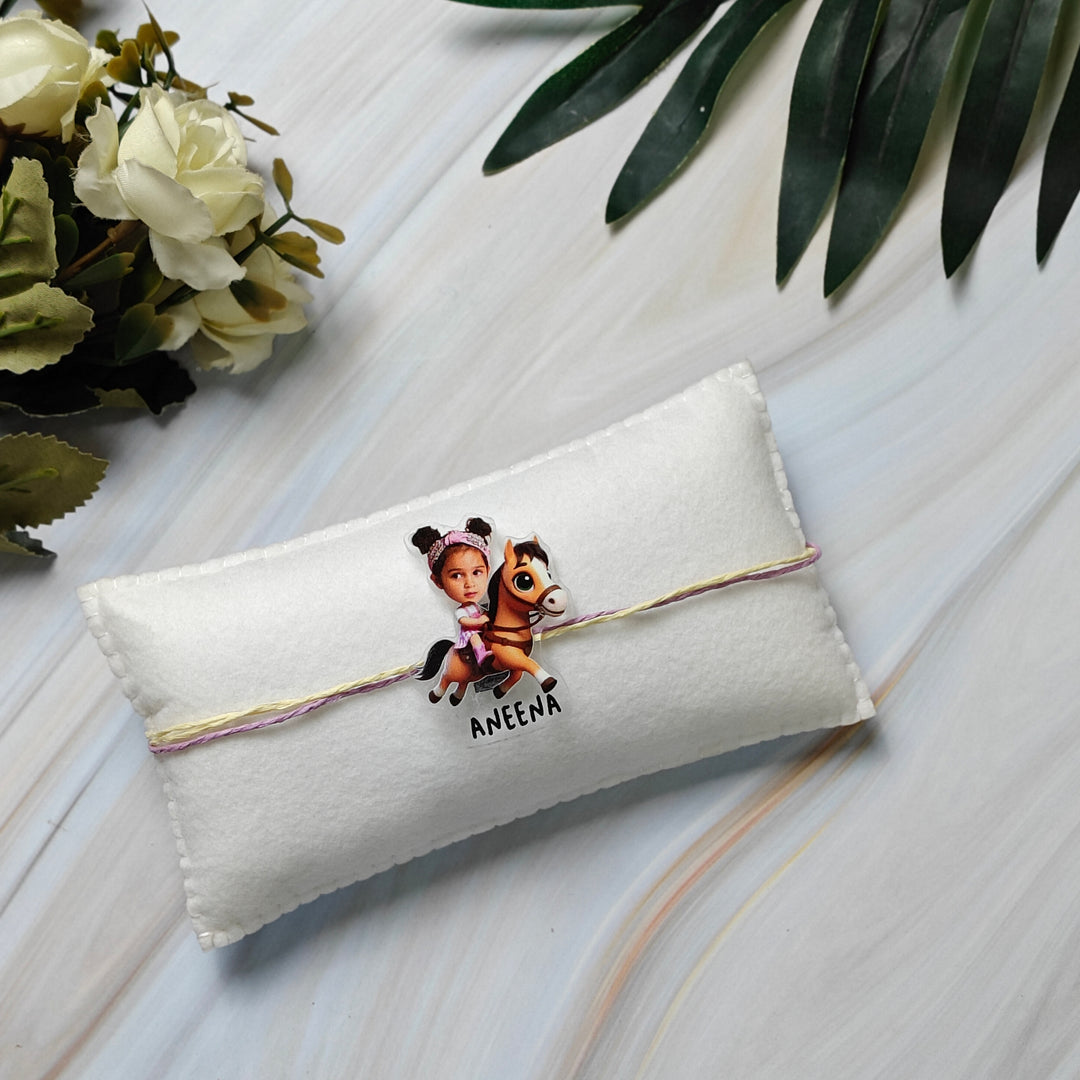 Babble Wrap Personalised Caricature Rakhi - Riding High