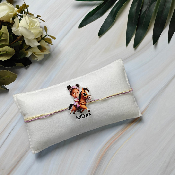 Babble Wrap Personalised Caricature Rakhi - Riding High