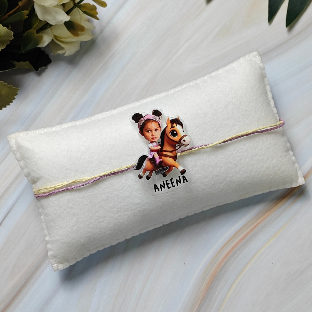 Babble Wrap Personalised Caricature Rakhi - Riding High