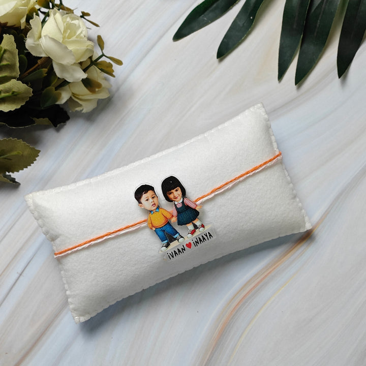 Babble Wrap Personalised Caricature Rakhi -Partners in Crime