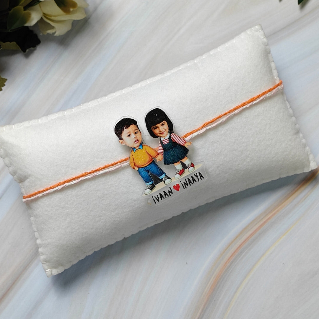 Babble Wrap Personalised Caricature Rakhi -Partners in Crime