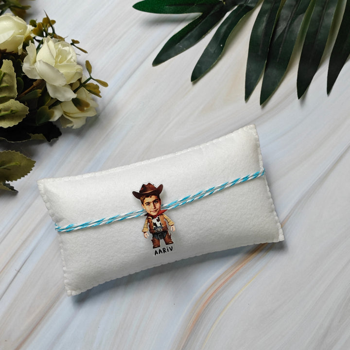 Babble Wrap Personalised Caricature Rakhi - Cow Boy