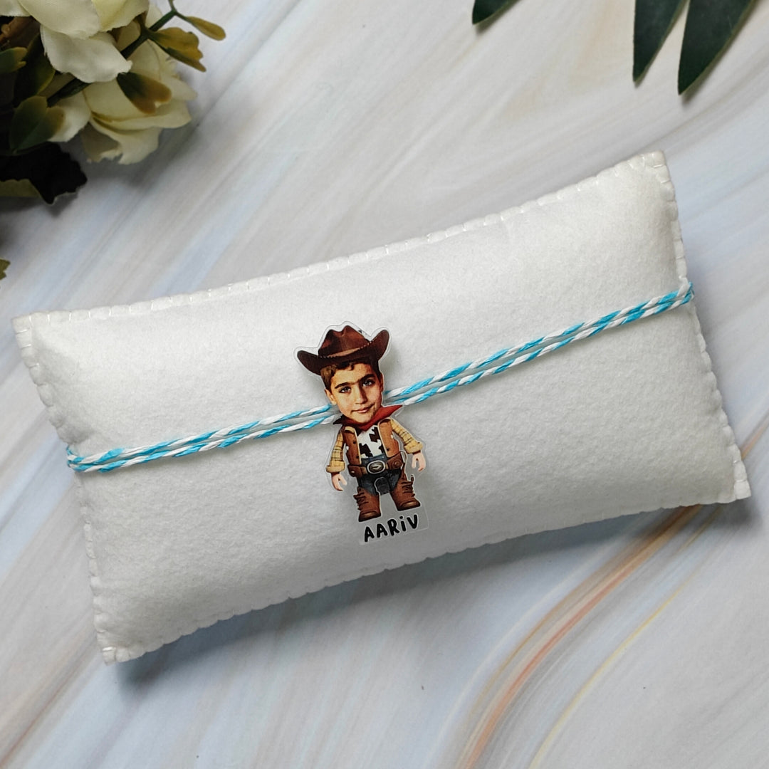 Babble Wrap Personalised Caricature Rakhi - Cow Boy