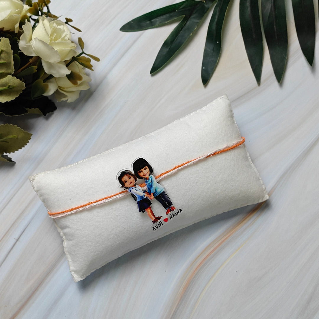 Babble Wrap Personalised Caricature Rakhi - Dynamic Duo
