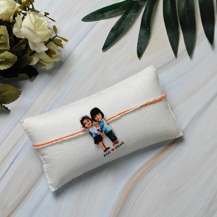 Babble Wrap Personalised Caricature Rakhi - Dynamic Duo