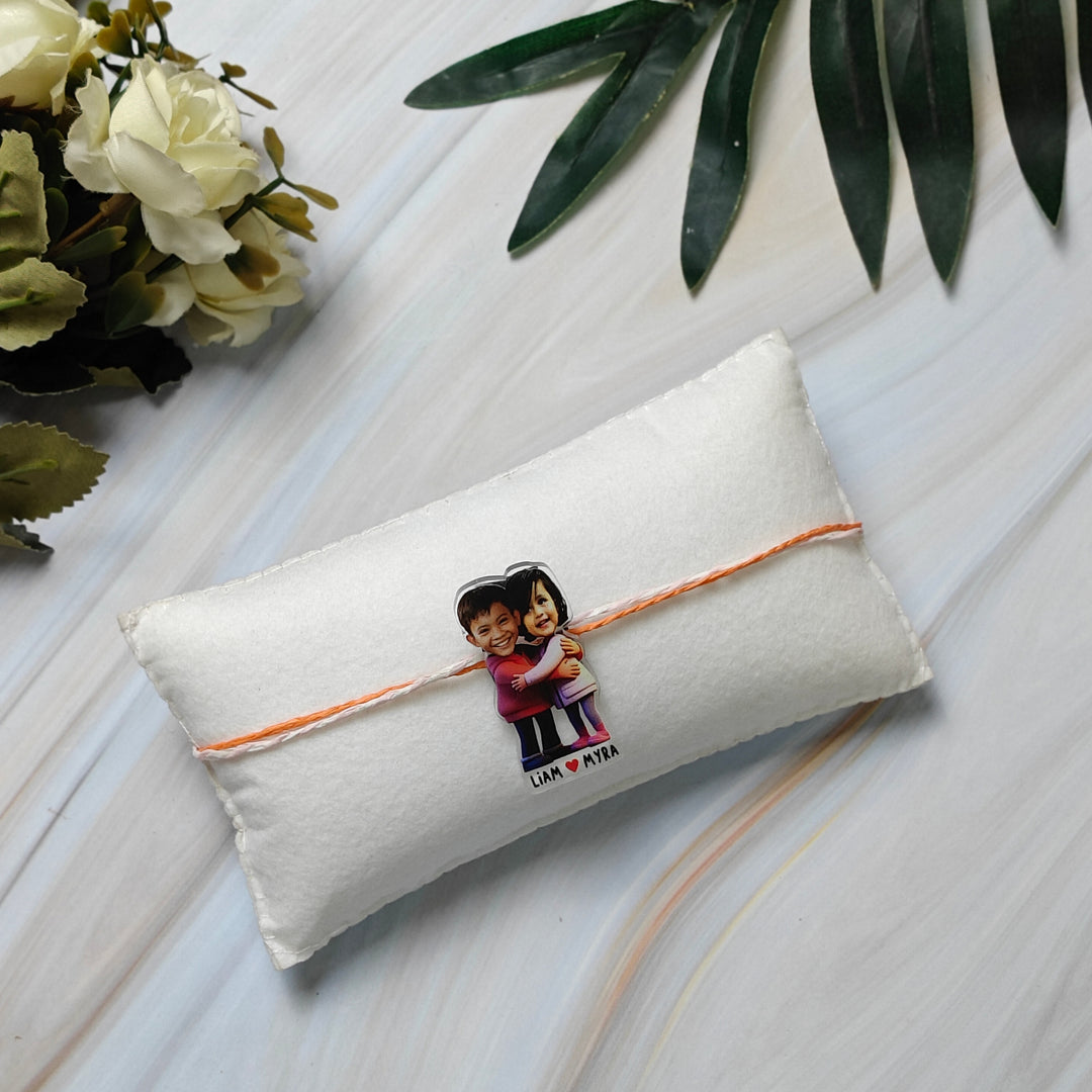 Babble Wrap Personalised Caricature Rakhi - Sibling Hug