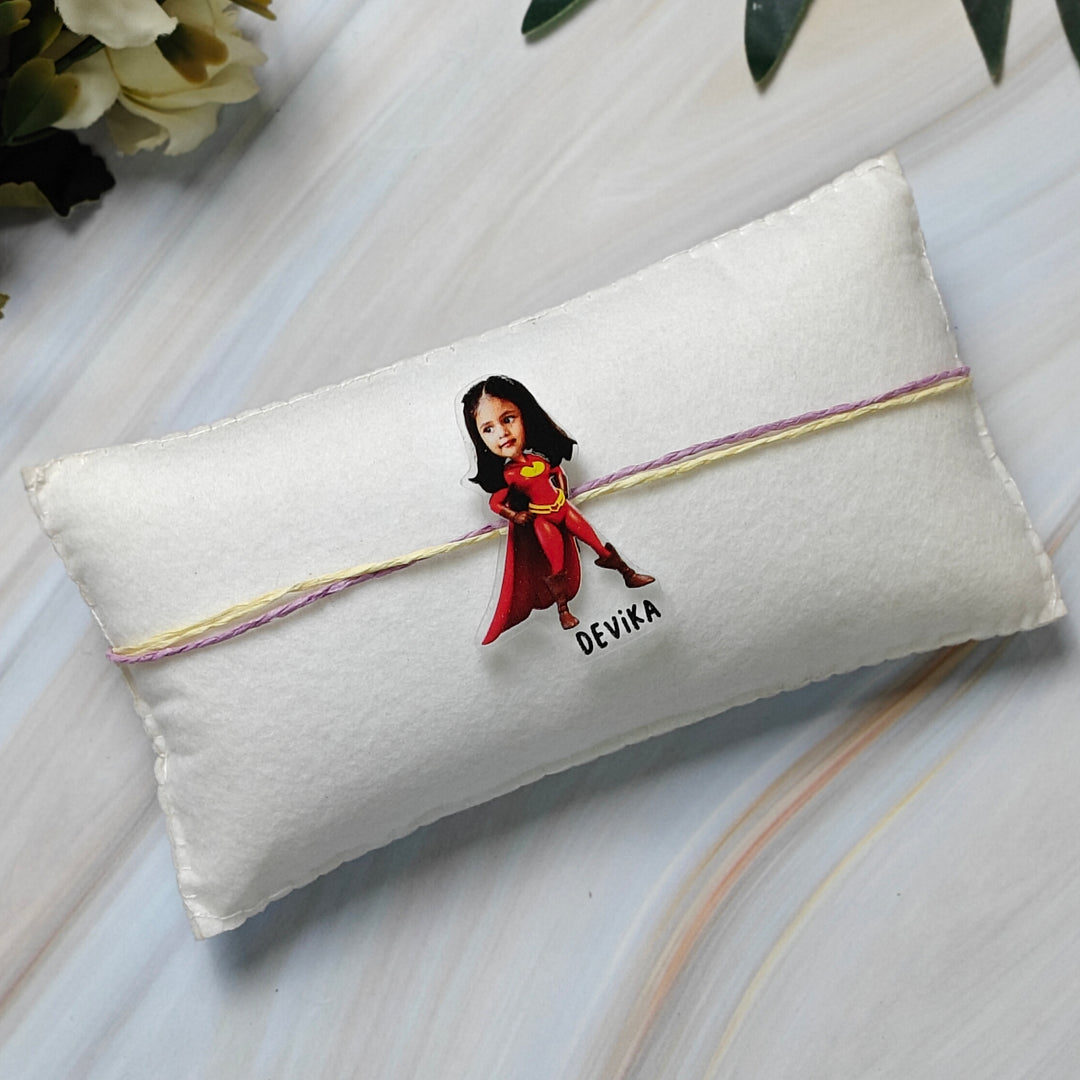 Babble Wrap Personalised Caricature Rakhi - Super Girl