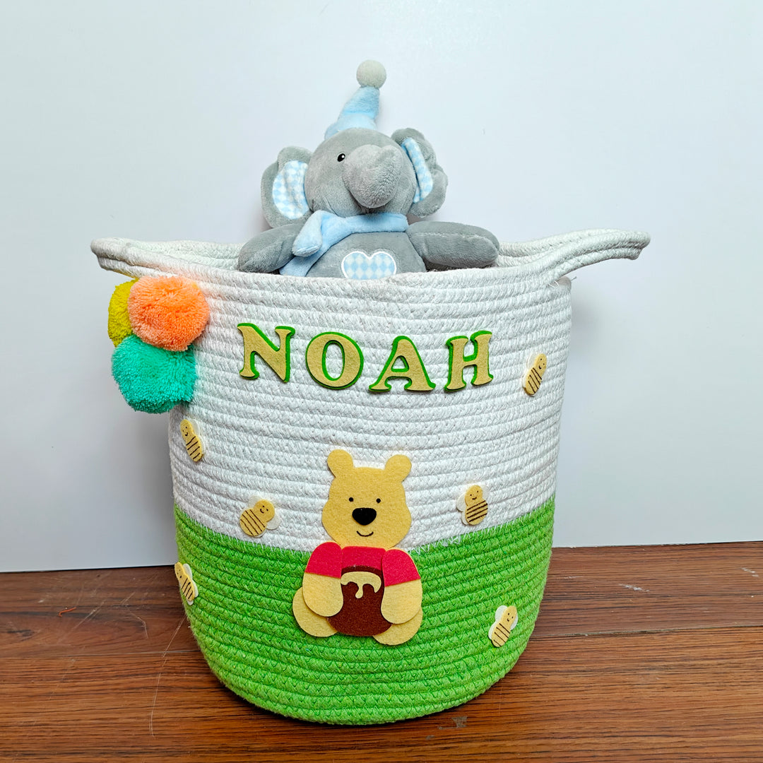 Babble Wrap Jute Cotton Storage Basket -Sweet Honey Dreams