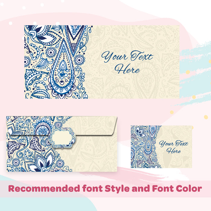 PERSONALISED GIFT ENVELOPES, CARDS & STICKERS COMBO - INDIAN PATTERN, SET OF 130