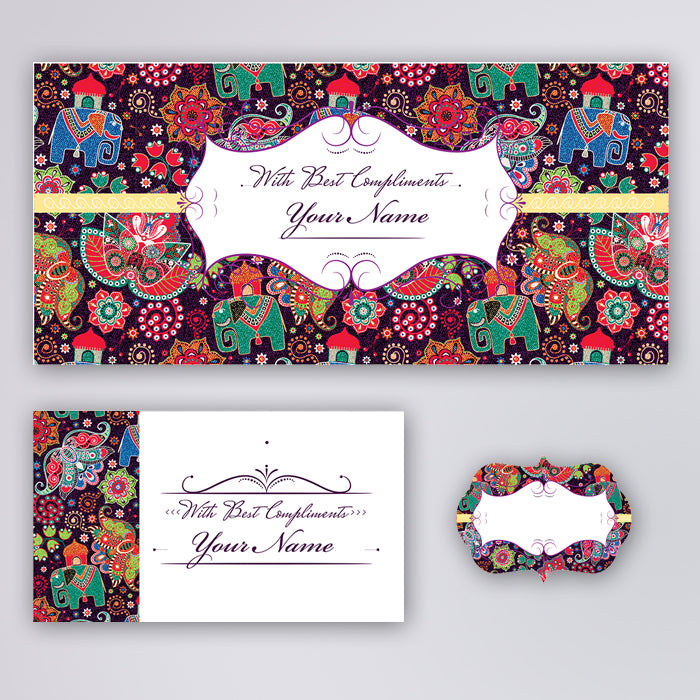 PERSONALISED GIFT ENVELOPES, CARDS & STICKERS COMBO - INDIE ART, SET OF 130