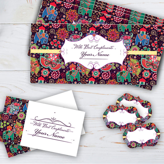 PERSONALISED GIFT ENVELOPES, CARDS & STICKERS COMBO - INDIE ART, SET OF 130