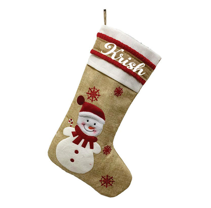 Babble Wrap Burlap Holiday Stocking - Set of 3